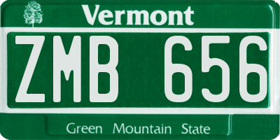 VT license plate ZMB656