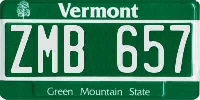 VT license plate ZMB657