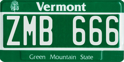 VT license plate ZMB666