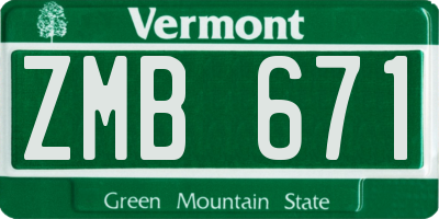 VT license plate ZMB671
