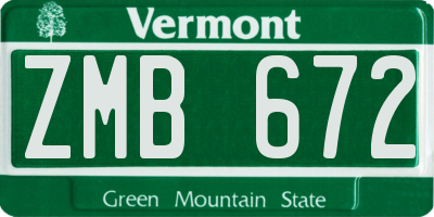 VT license plate ZMB672
