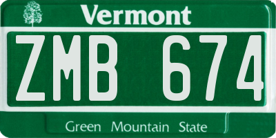 VT license plate ZMB674