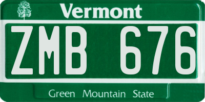 VT license plate ZMB676
