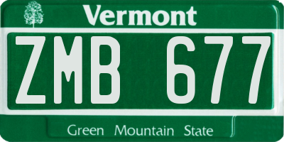 VT license plate ZMB677