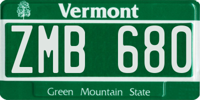 VT license plate ZMB680