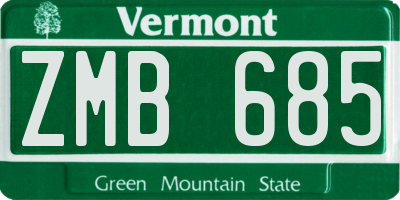 VT license plate ZMB685
