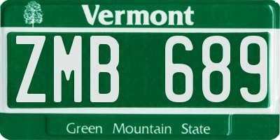 VT license plate ZMB689