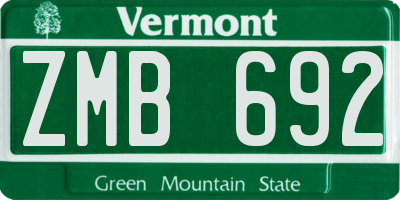 VT license plate ZMB692