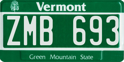 VT license plate ZMB693