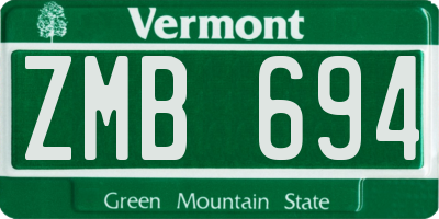 VT license plate ZMB694