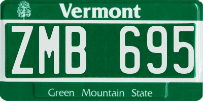 VT license plate ZMB695