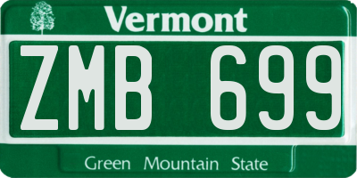 VT license plate ZMB699