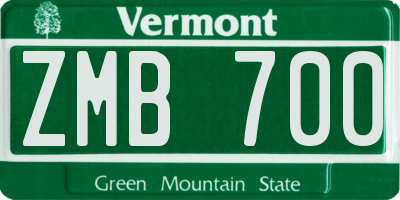 VT license plate ZMB700