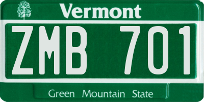 VT license plate ZMB701