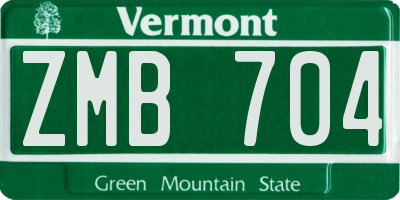 VT license plate ZMB704