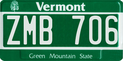 VT license plate ZMB706