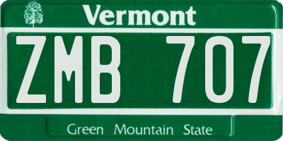 VT license plate ZMB707