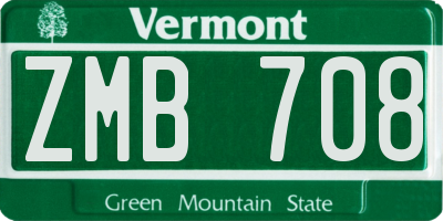 VT license plate ZMB708