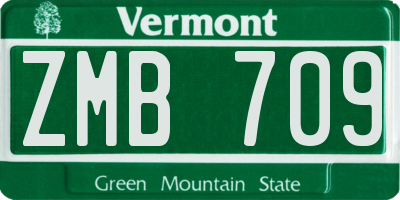 VT license plate ZMB709