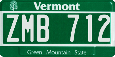VT license plate ZMB712