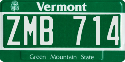 VT license plate ZMB714