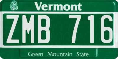 VT license plate ZMB716