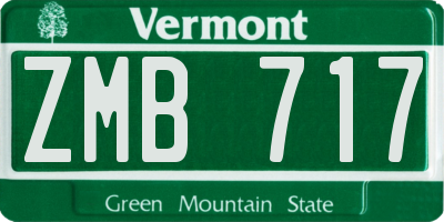 VT license plate ZMB717