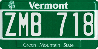 VT license plate ZMB718