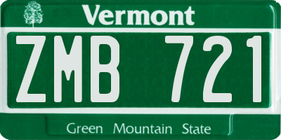 VT license plate ZMB721