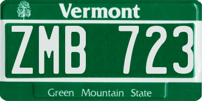 VT license plate ZMB723
