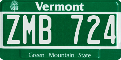 VT license plate ZMB724