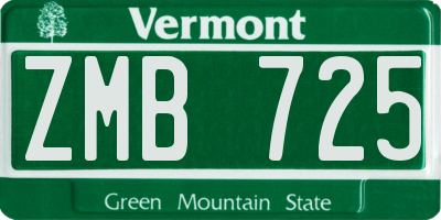 VT license plate ZMB725