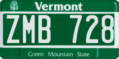 VT license plate ZMB728