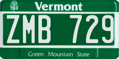 VT license plate ZMB729