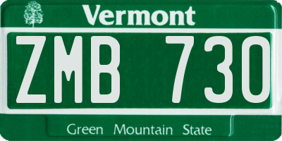 VT license plate ZMB730