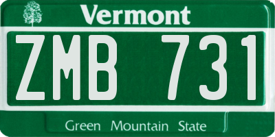 VT license plate ZMB731