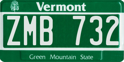 VT license plate ZMB732