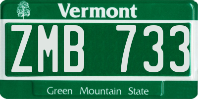 VT license plate ZMB733