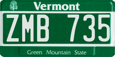 VT license plate ZMB735