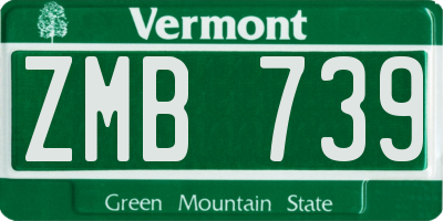 VT license plate ZMB739