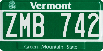 VT license plate ZMB742