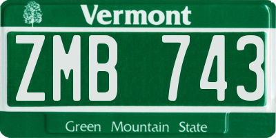 VT license plate ZMB743