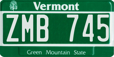 VT license plate ZMB745