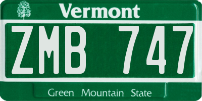 VT license plate ZMB747