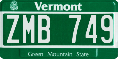 VT license plate ZMB749