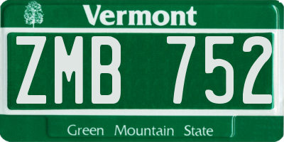 VT license plate ZMB752