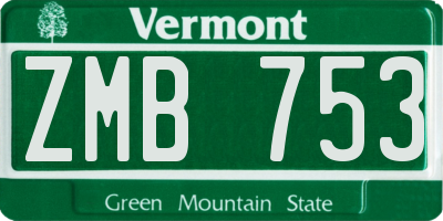 VT license plate ZMB753