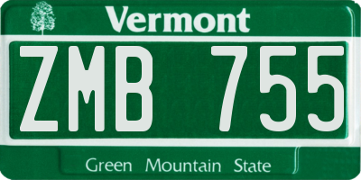 VT license plate ZMB755