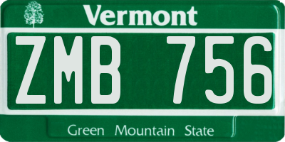 VT license plate ZMB756