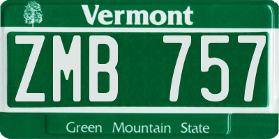 VT license plate ZMB757